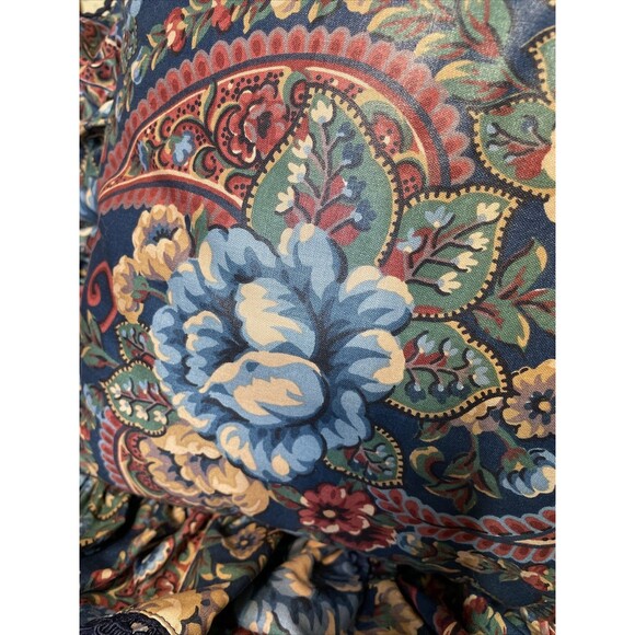 Dramatic Floral Waverly Pillow Ruffled Vintage Roses Paisley Luxury - Picture 6 of 8